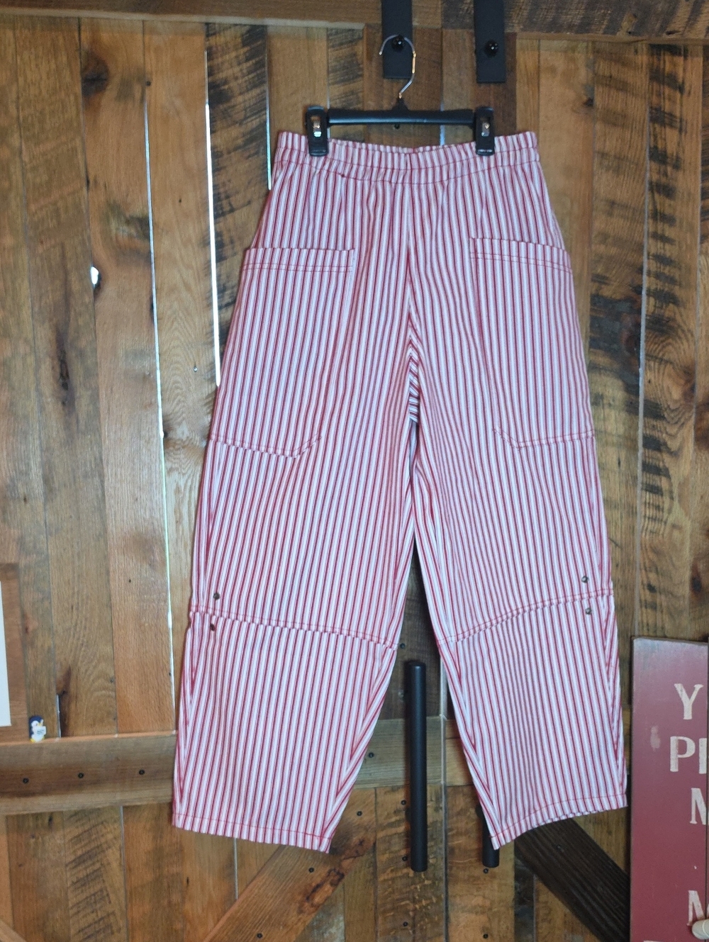 241p J.O.A. Red & White Striped Women’s Barrel Jeans